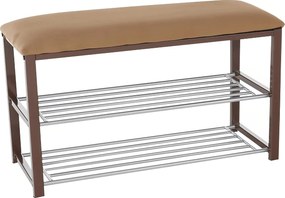 Pantofar LANGELLA, bej/crom, stofa clasica/metal, 81x31x49 cm