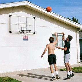 SPORTNOW Coș de baschet mural cu plasă all-season pentru interior și exterior 113x61x73cm alb | Aosom Romania