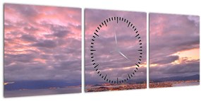 Tablou - Amurg la oraș (cu ceas) (90x30 cm)