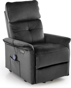 Fotoliu rabatabil SEMIR 2, stofa catifelata negru - Bluvel 19, 80x108/