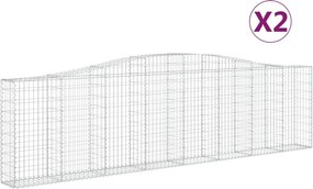 vidaXL Coșuri gabion arcuite 2 buc, 400x30x100/120 cm fier galvanizat