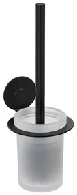 Perie de WC negru-mat autoadezivă din sticlă Bivio – Wenko