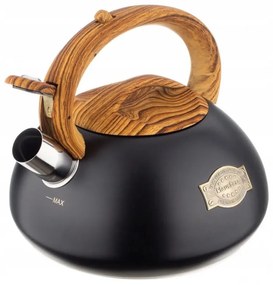 Ceainic cu fluier Klausberg KB 7565, 3 L, Baza groasa, Inductie, Negru/Maro