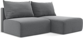 Colțar gri extensibil/cu spațiu de depozitare cu tapițerie din catifea (cu colț pe partea dreaptă/cu șezlong) Kalena – Makamii