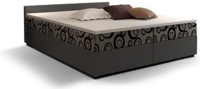 Pat matrimonial Boxspring 140 cm Ceren (motiv + gri deschis) ( cu saltea și sp. depozitare). 1046413
