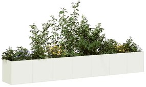 vidaXL Jardinieră alb 280x40x40 cm Oțel laminat la rece