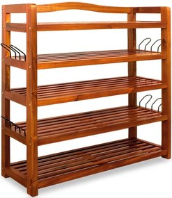 Raft pentru pantofi RUSTIC, 5 polițe, 75x26x82cm, maro natural Casaria