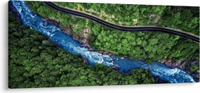 Tablou - Râu între munți, Caucaz, Rusia (120x50 cm)