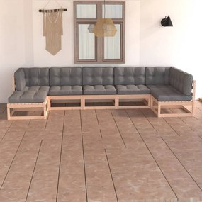 3076744 vidaXL Set mobilier de grădină cu perne, 7 piese, lemn masiv de pin