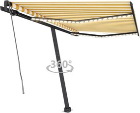 vidaXL Copertină automată cu senzor vânt&LED, galben&alb, 350x250 cm