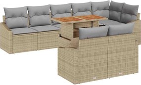 vidaXL Set de canapele pentru grădină 9 pcs Bej Rattan poli