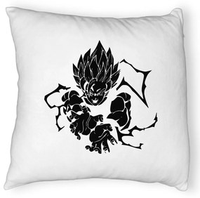 Perna Decorativa Fluffy cu Dragonball Goku Black, 40x40 cm, Alba, Husa Detasabila, Burduf