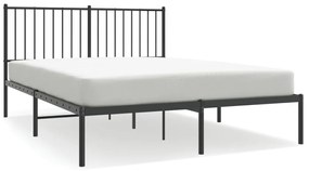350864 vidaXL Cadru de pat metalic cu tăblie, negru, 140x190 cm
