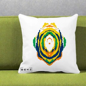 Perna Decorativa Oval Abstract Multicolor, 40x40 cm, Alba Mata, Husa Detasabila, Perna Inclusa, BEKZ®