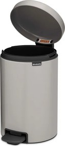 Cos de gunoi cu pedala Brabantia NewIcon 1010440, 12 l, Inchidere lenta, Baza antiderapanta, Gri deschis