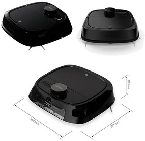 Robot aspirator Tecbot M1, Li-ion 5200 mAh, 4000 Pa, 0.5 l, HEPA, Wi-Fi, Autonomie pana la 160 min, Mop cu auto-curățare, Negru