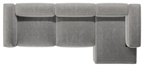 Colțar gri deschis cu tapițerie din catifea reiată (cu colț pe partea dreaptă/cu șezlong) Bergamo – Cosmopolitan Design