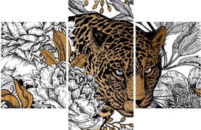 Tablou - Leopard între flori (90x60 cm)