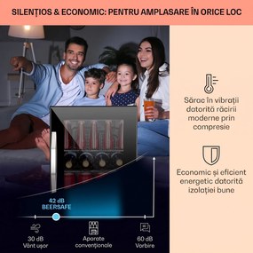 Klarstein Beersafe M Onyx, frigider, C, LED, 2 grătare metalice, ușă din sticlă, onyx