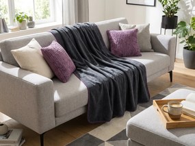 Patura fleece STRIA, gri inchis Dimensiune: 150 x 200 cm