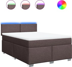 vidaXL Pat continental cu saltea, maro închis, 140x200 cm, textil