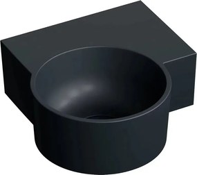 Lavoar suspendat Omnires Ovo M+ finisaj negru lava mat 33.5 cm dreapta