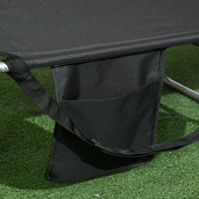 Outsunny Șezlong de grădină, șezlong cu deschidere căptușită pentru față, șezlong de masaj pentru exterior, buzunar lateral, material textil, metal, Negru | Aosom Romania