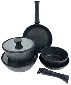 Set oale si tigaie antiderapante, 9 piese, cu maner detasabil