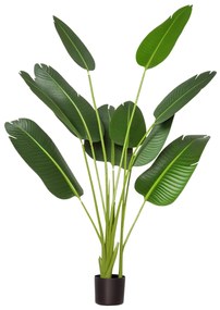 HOMCOM Planta Artificială Bananieră de 160 cm cu Ghiveci și 10 Frunze Realiste Plantă Tropicală Sintetică pentru Decorare în Interior și Exterior Birou Acasă Verde | Aosom Romania