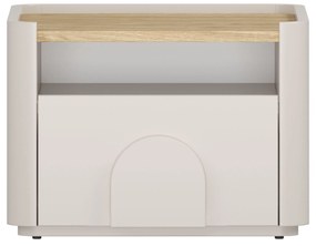 Noptieră Amilio 50 cm - cashmere / stejar uleiat / mânere cashmere