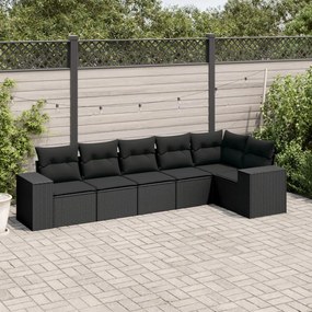 3254922 vidaXL Set mobilier de grădină cu perne, 6 piese, negru, poliratan
