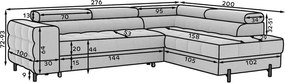 Coltar extensibil Ferruce cu tetiere reglabile L276 cm