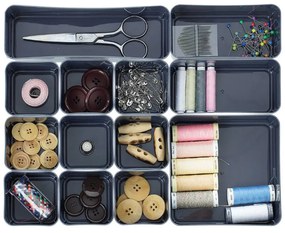 Cutie depozitare Haza, compartimentata, plastic, 4.8 litri, 35 x 28.5 x 7 cm