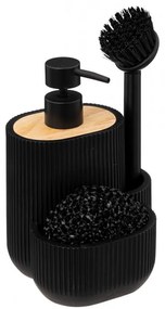 Dispenser deregent bucatarie Blackwood, polimer, perie si burete inclus, negru, 500 ml, 13.5 x 12.5 x H 18 cm