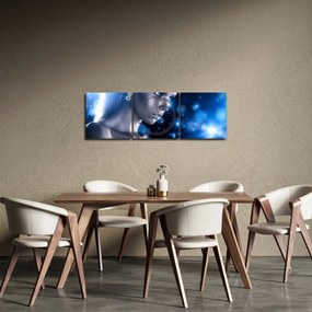 Tablou - Femeia, sclipici albastru (cu ceas) (90x30 cm)