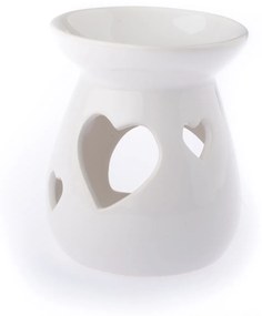 Aroma-lampă din ceramică Inimă albă, 11 x 10 cm