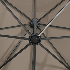 Umbrela suspendata cu stalp si LED-uri, gri taupe, 300 cm Gri taupe, 300 cm