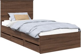 vidaXL Cadru de pat Stejar închis 100 x 200 cm Lemn Ingineresc