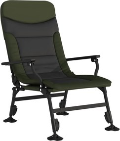 vidaXL Scaun de pescuit cu cotieră, pliabil, verde
