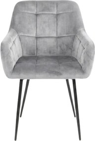 Fotoliu de sufragerie LOREN VELVET gri cu picioare negre
