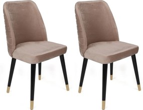 Set 2 scaune HUGO-364 V2, bej/negru, stofa catifelata/lemn, 50x49x90 c