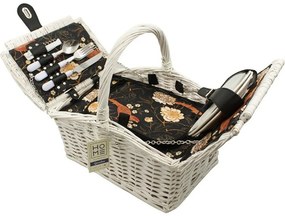 Coș picnic pentru 2 persoane, alb, 38 x 26 x 26 cm