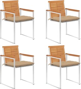 vidaXL Scaune de grădină cu perne, 4 buc., lemn masiv de acacia