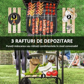 Gratar Outsunny portabil cu roți, roșu | Aosom Romania