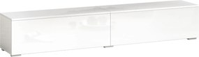 HOMCOM Dulap TV Suspendat 180 cm pentru TV până la 75 Inch, Dulap Modern pentru Living cu Uși cu Deschidere prin Apăsare și Orificii pentru Cabluri, Consolă Multimedia Montată pe Perete, Alb Lucios | Aosom Romania
