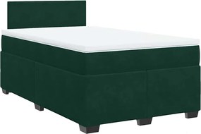 vidaXL Pat box spring cu saltea, verde închis, 120x200 cm, catifea