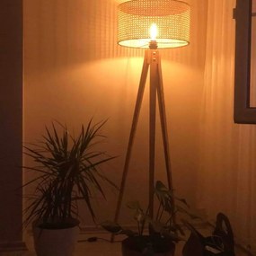 Lampadar corp lemn  textil,nuc- bej, Homs, 153 cm,40006