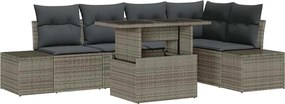 vidaXL Set de canapele pentru grădină 6 pcs Gri Rattan poli