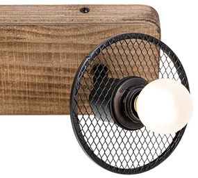 Plafonieră industrială cu spoturi neagră cu lemn 2 lumini - Jasmine