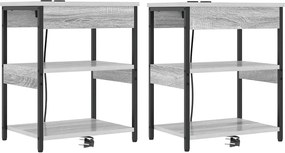 vidaXL Dulap de noapte 2 pcs Gri Sonoma 41 x 31 x 51 cm Lemn compozit